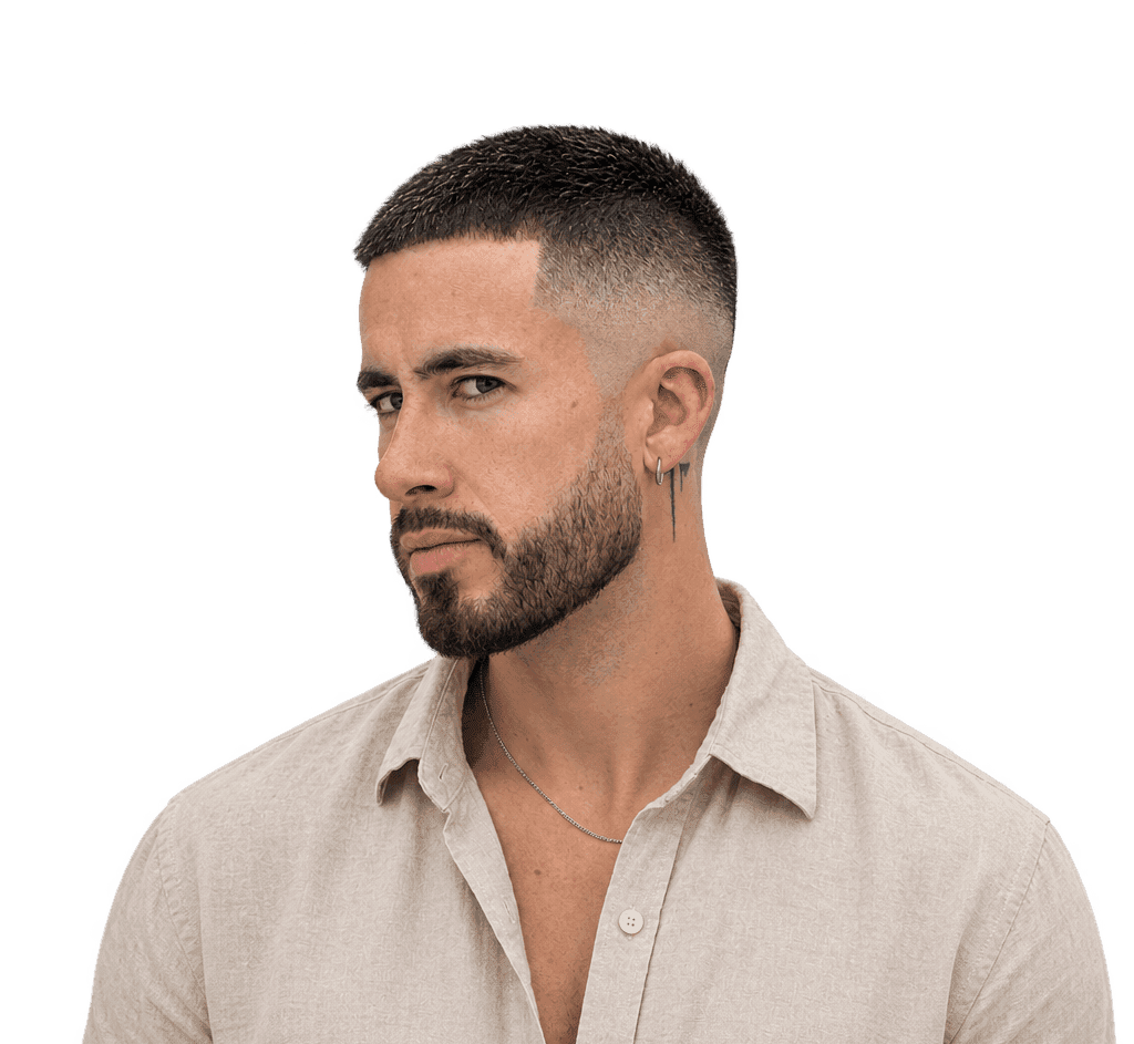 High skin fade with a short textured